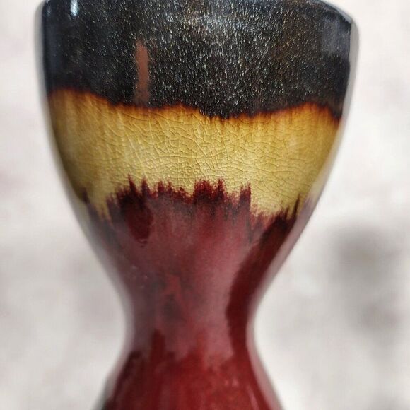 3 Pier 1 Imports 8.5"/11.5" Pillar Candle Holder Glaze Ceramic Gold Brwn Red Blk - Picture 7 of 14